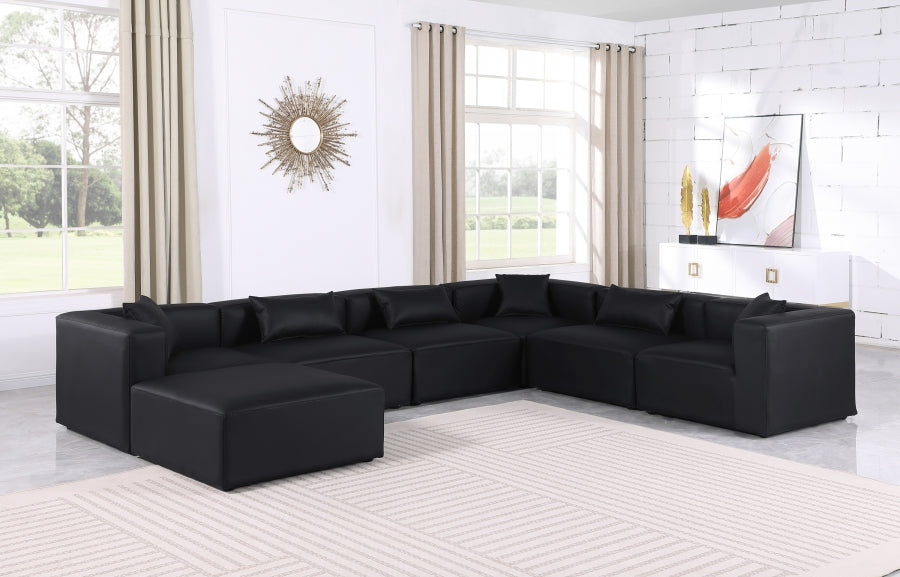 Cube 144" Vegan Leather Upholstered 7pc. Modular Sectional
