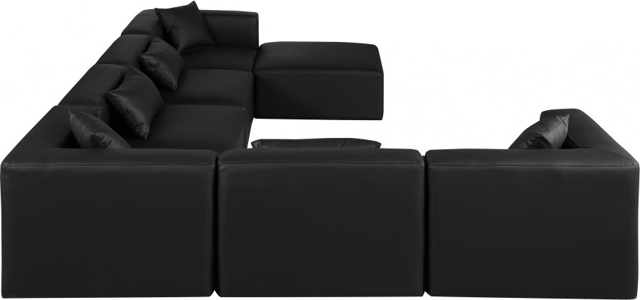 Cube 144" Vegan Leather Upholstered 7pc. Modular Sectional