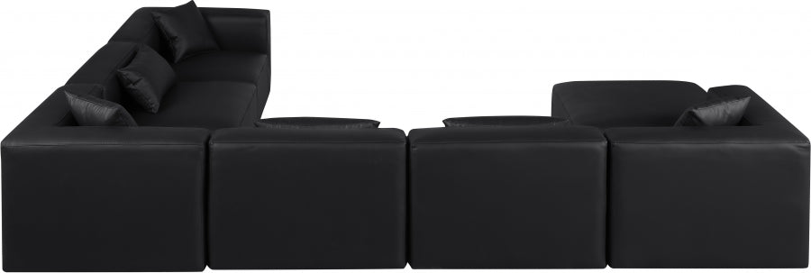 Cube 144" Vegan Leather Upholstered 7pc. Modular Sectional