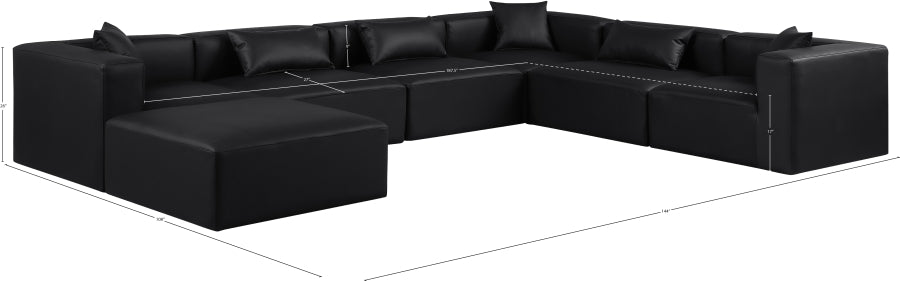 Cube 144" Vegan Leather Upholstered 7pc. Modular Sectional