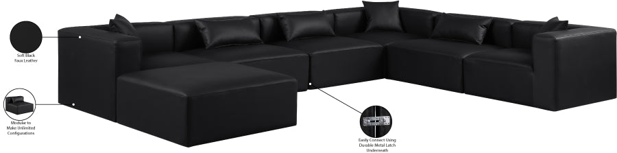 Cube 144" Vegan Leather Upholstered 7pc. Modular Sectional