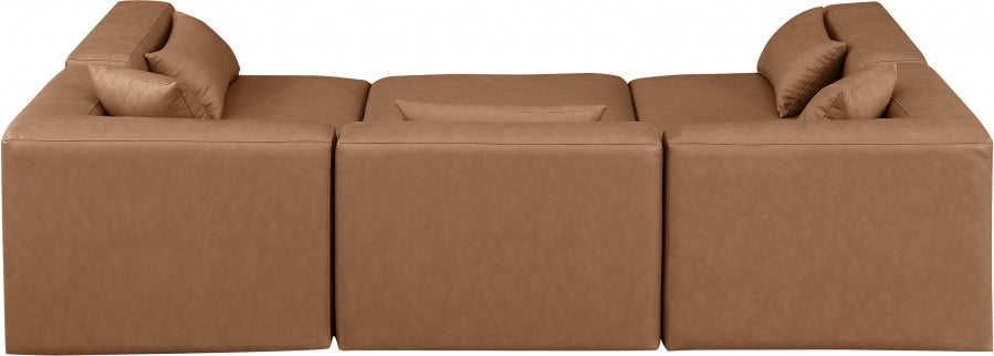 Cube 108" Vegan Leather Upholstered 6pc. Modular Sectional