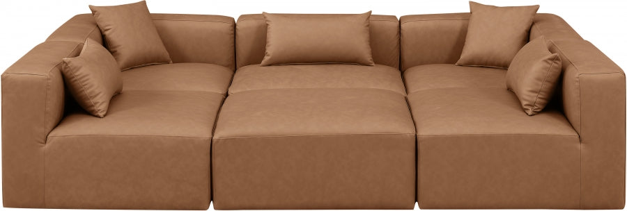 Cube 108" Vegan Leather Upholstered 6pc. Modular Sectional