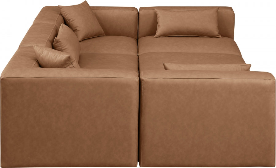 Cube 108" Vegan Leather Upholstered 6pc. Modular Sectional