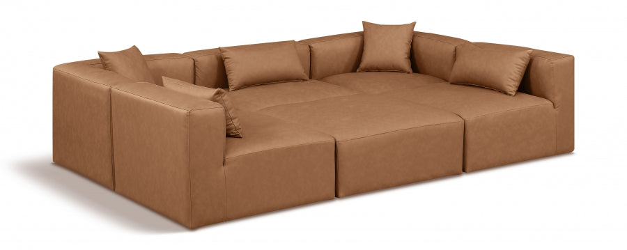 Cube 108" Vegan Leather Upholstered 6pc. Modular Sectional