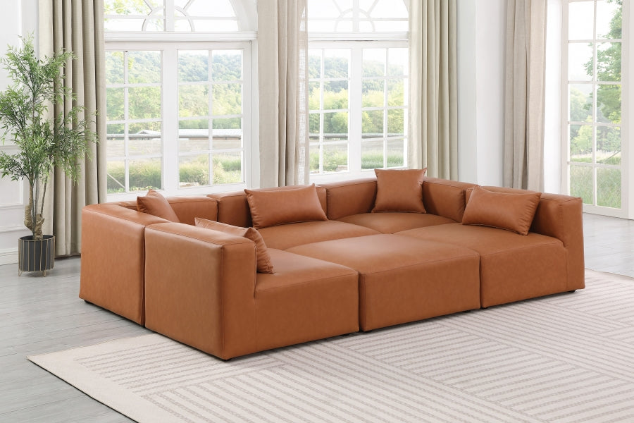 Cube 108" Vegan Leather Upholstered 6pc. Modular Sectional