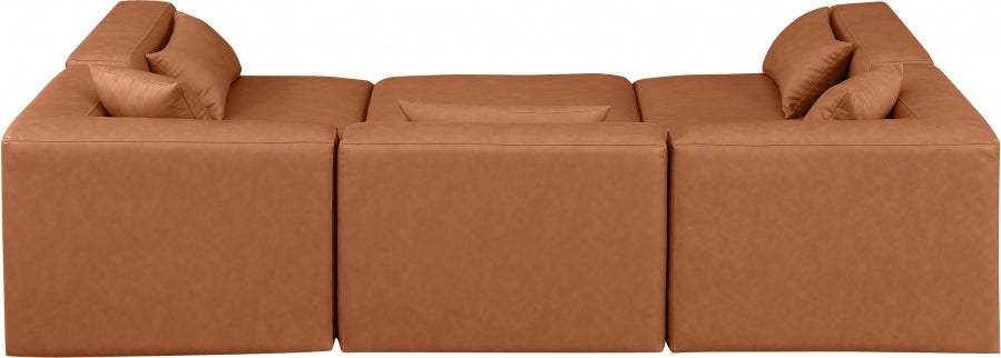 Cube 108" Vegan Leather Upholstered 6pc. Modular Sectional