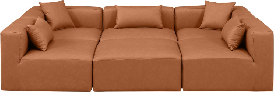 Cube 108" Vegan Leather Upholstered 6pc. Modular Sectional