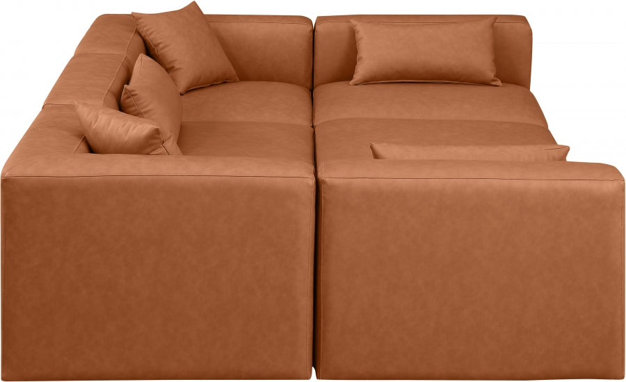 Cube 108" Vegan Leather Upholstered 6pc. Modular Sectional
