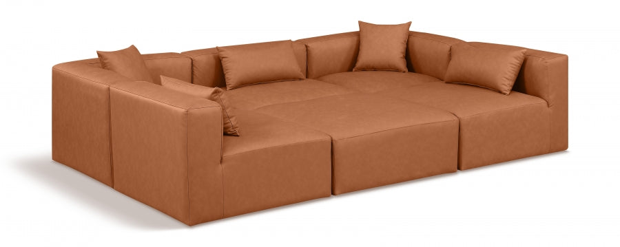 Cube 108" Vegan Leather Upholstered 6pc. Modular Sectional