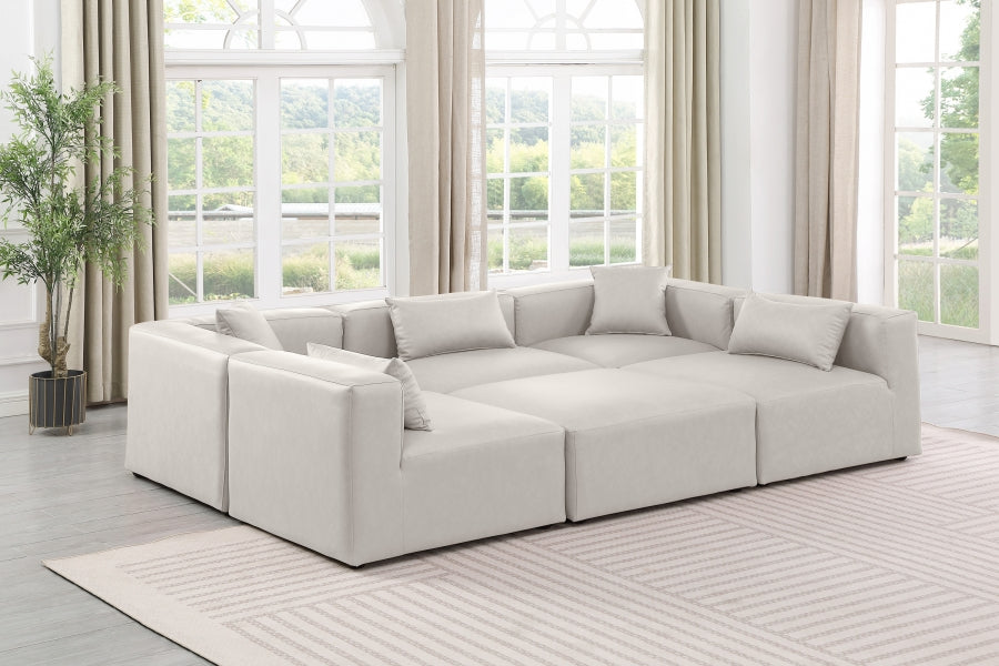 Cube 108" Vegan Leather Upholstered 6pc. Modular Sectional