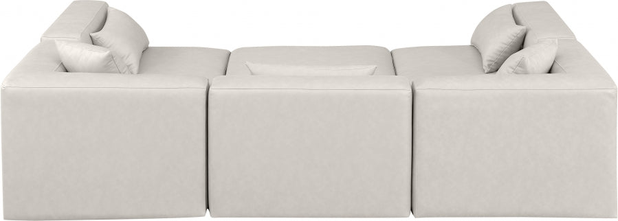 Cube 108" Vegan Leather Upholstered 6pc. Modular Sectional