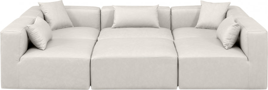 Cube 108" Vegan Leather Upholstered 6pc. Modular Sectional