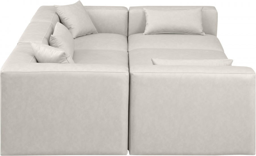 Cube 108" Vegan Leather Upholstered 6pc. Modular Sectional