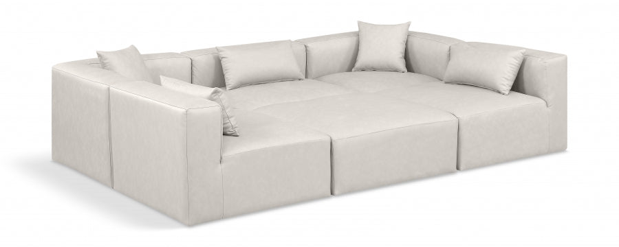 Cube 108" Vegan Leather Upholstered 6pc. Modular Sectional
