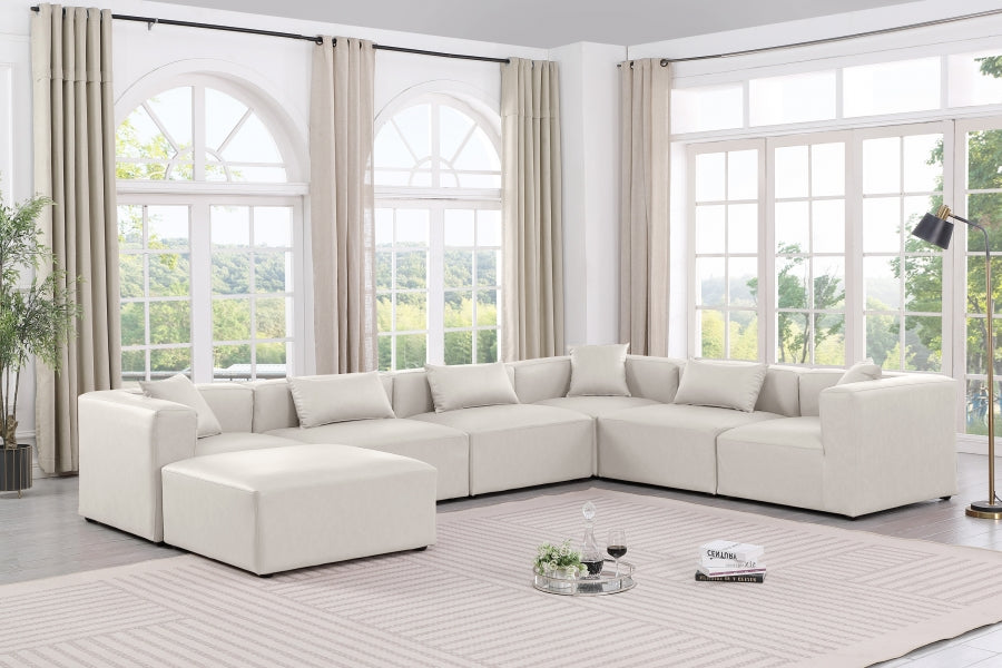 Cube 144" Vegan Leather Upholstered 7pc. Modular Sectional