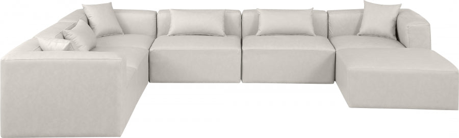 Cube 144" Vegan Leather Upholstered 7pc. Modular Sectional