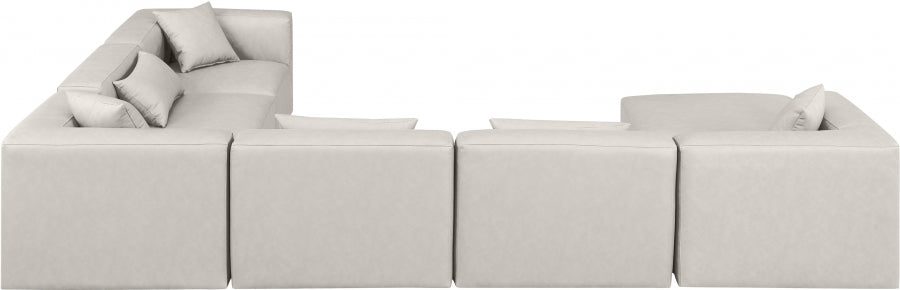 Cube 144" Vegan Leather Upholstered 7pc. Modular Sectional