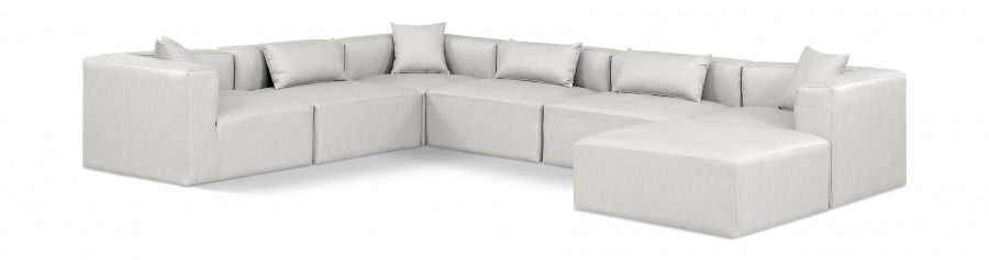 Cube 144" Vegan Leather Upholstered 7pc. Modular Sectional