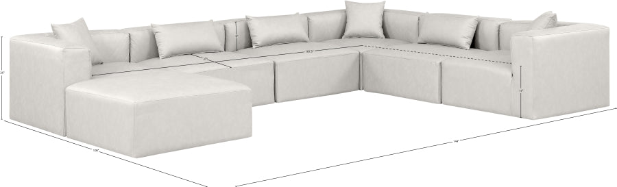 Cube 144" Vegan Leather Upholstered 7pc. Modular Sectional