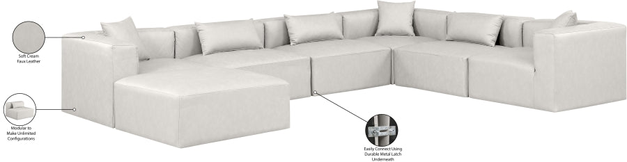Cube 144" Vegan Leather Upholstered 7pc. Modular Sectional
