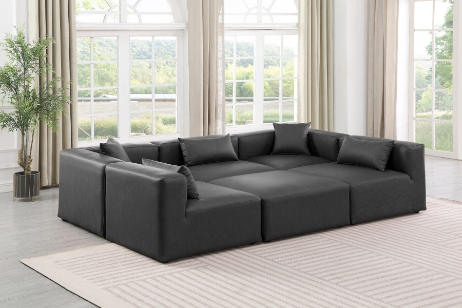 Cube 108" Vegan Leather Upholstered 6pc. Modular Sectional