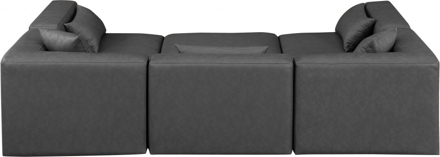 Cube 108" Vegan Leather Upholstered 6pc. Modular Sectional