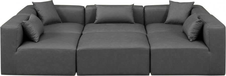 Cube 108" Vegan Leather Upholstered 6pc. Modular Sectional