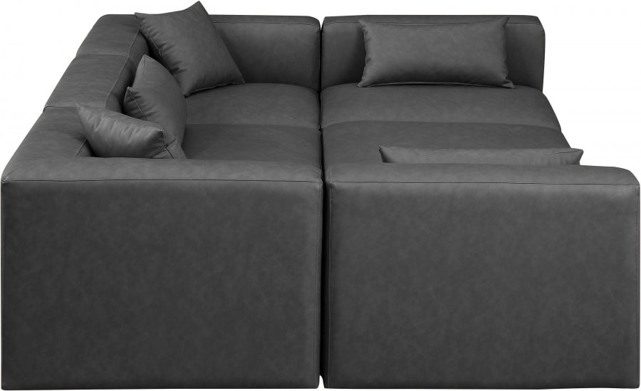 Cube 108" Vegan Leather Upholstered 6pc. Modular Sectional