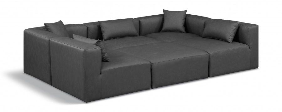 Cube 108" Vegan Leather Upholstered 6pc. Modular Sectional