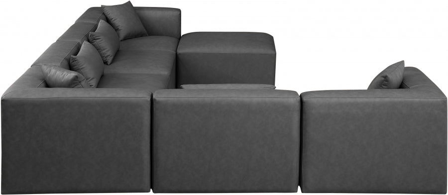 Cube 144" Vegan Leather Upholstered 7pc. Modular Sectional