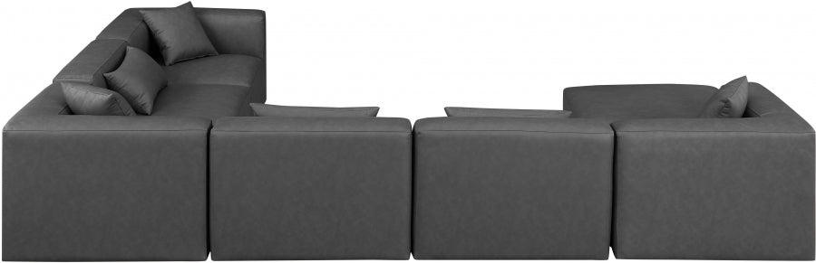 Cube 144" Vegan Leather Upholstered 7pc. Modular Sectional