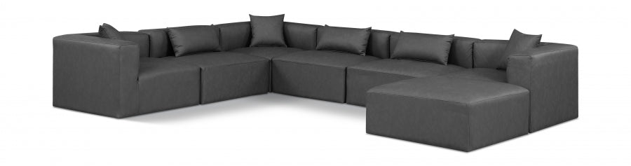 Cube 144" Vegan Leather Upholstered 7pc. Modular Sectional