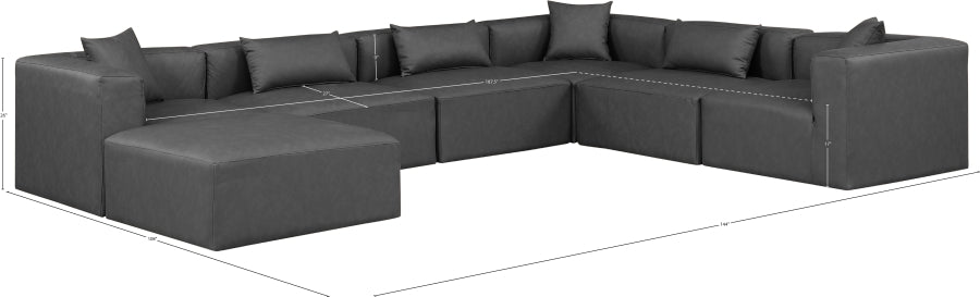 Cube 144" Vegan Leather Upholstered 7pc. Modular Sectional
