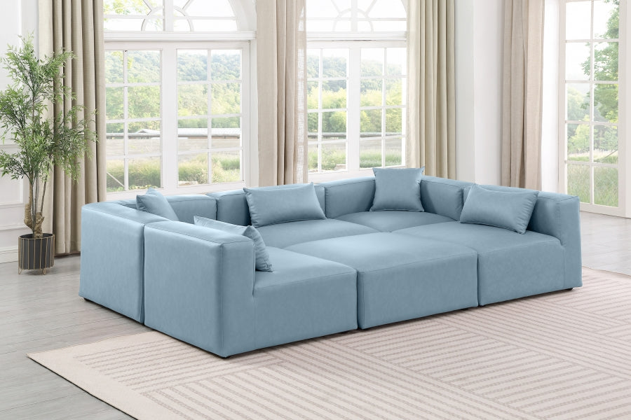 Cube 108" Vegan Leather Upholstered 6pc. Modular Sectional