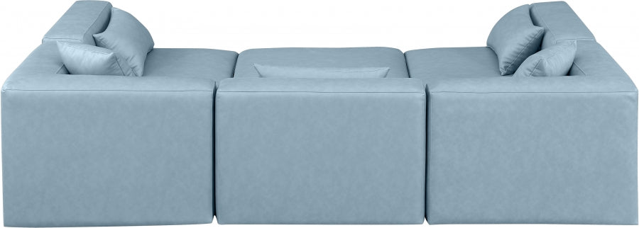 Cube 108" Vegan Leather Upholstered 6pc. Modular Sectional