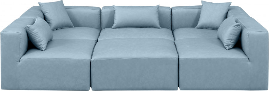 Cube 108" Vegan Leather Upholstered 6pc. Modular Sectional