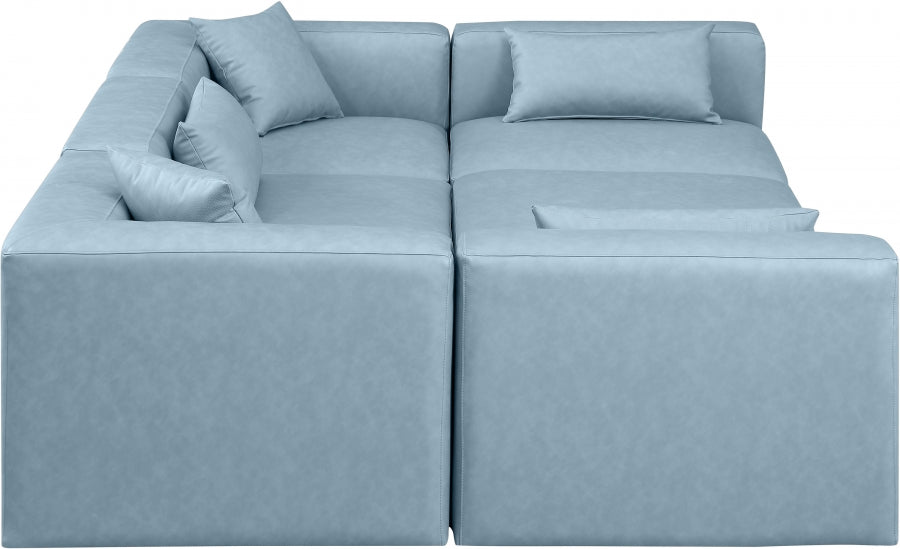 Cube 108" Vegan Leather Upholstered 6pc. Modular Sectional