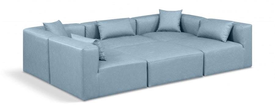 Cube 108" Vegan Leather Upholstered 6pc. Modular Sectional