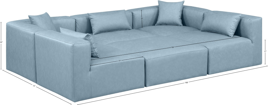 Cube 108" Vegan Leather Upholstered 6pc. Modular Sectional