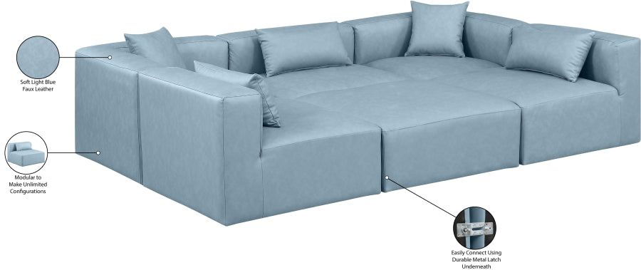 Cube 108" Vegan Leather Upholstered 6pc. Modular Sectional