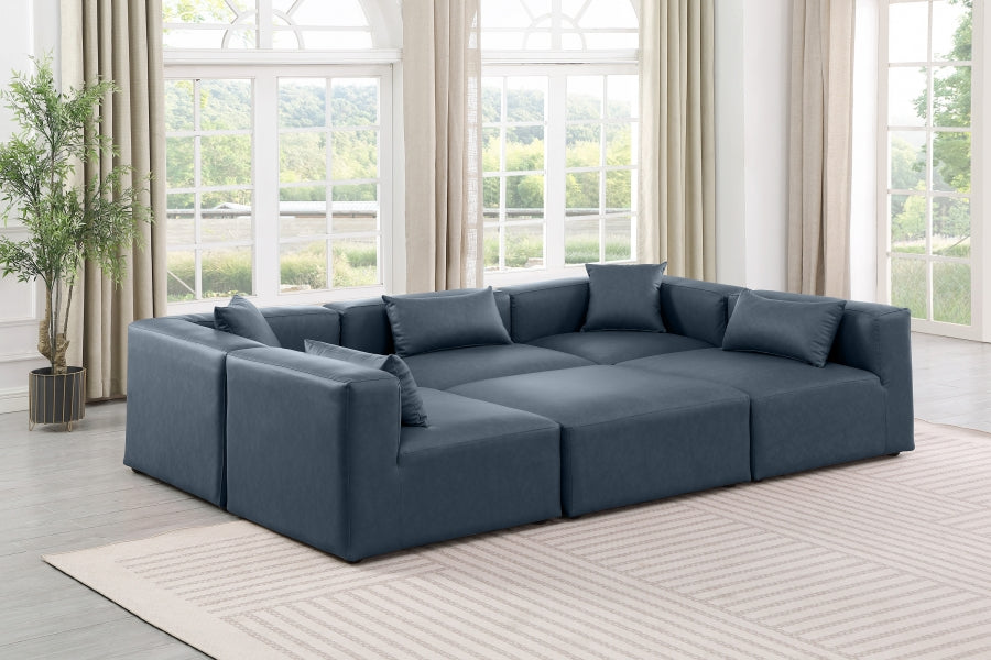 Cube 108" Vegan Leather Upholstered 6pc. Modular Sectional