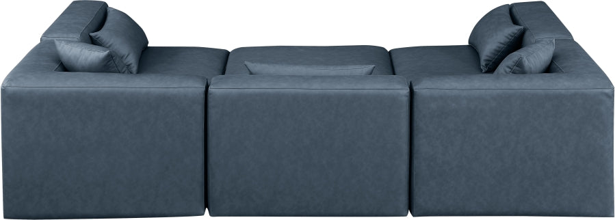 Cube 108" Vegan Leather Upholstered 6pc. Modular Sectional