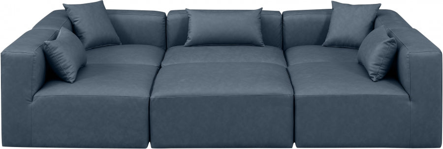 Cube 108" Vegan Leather Upholstered 6pc. Modular Sectional