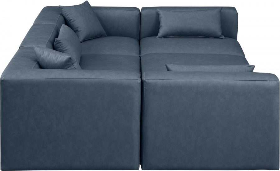 Cube 108" Vegan Leather Upholstered 6pc. Modular Sectional