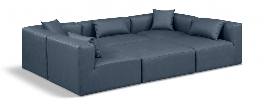 Cube 108" Vegan Leather Upholstered 6pc. Modular Sectional