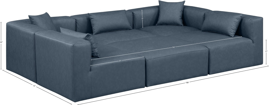 Cube 108" Vegan Leather Upholstered 6pc. Modular Sectional