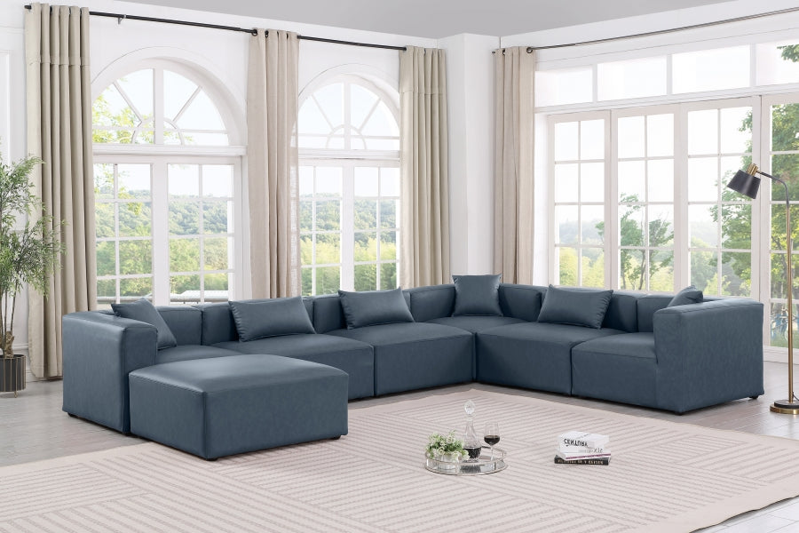 Cube 144" Vegan Leather Upholstered 7pc. Modular Sectional