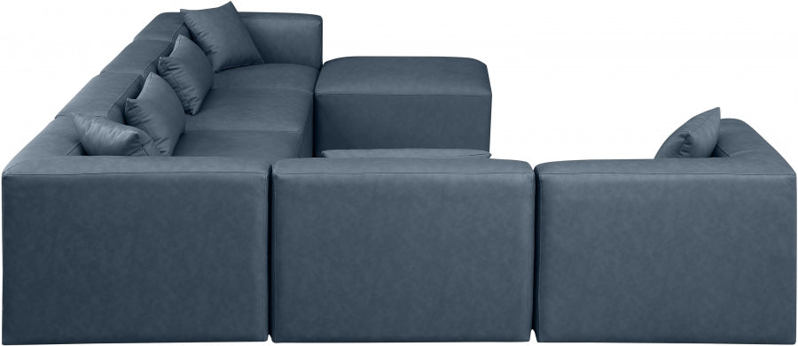 Cube 144" Vegan Leather Upholstered 7pc. Modular Sectional