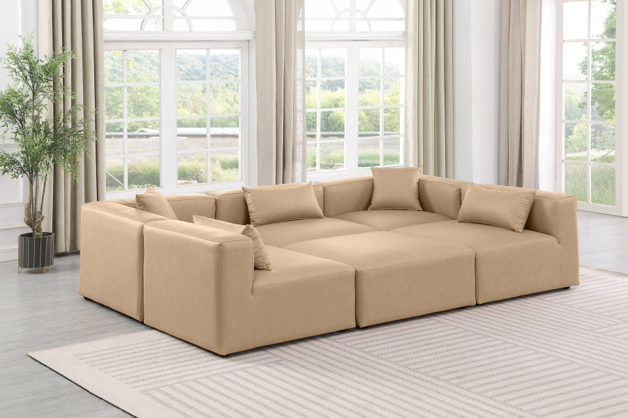 Cube 108" Vegan Leather Upholstered 6pc. Modular Sectional